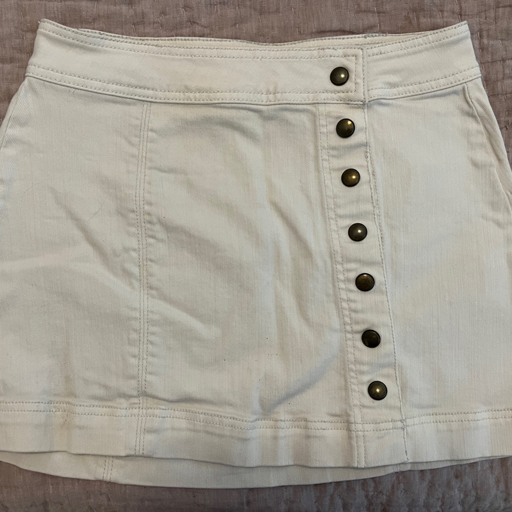 Free People Cream White side button skirt